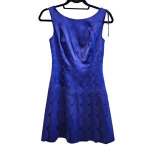 Karen Millen Purple Shift Dress Scalloped Wave Detail